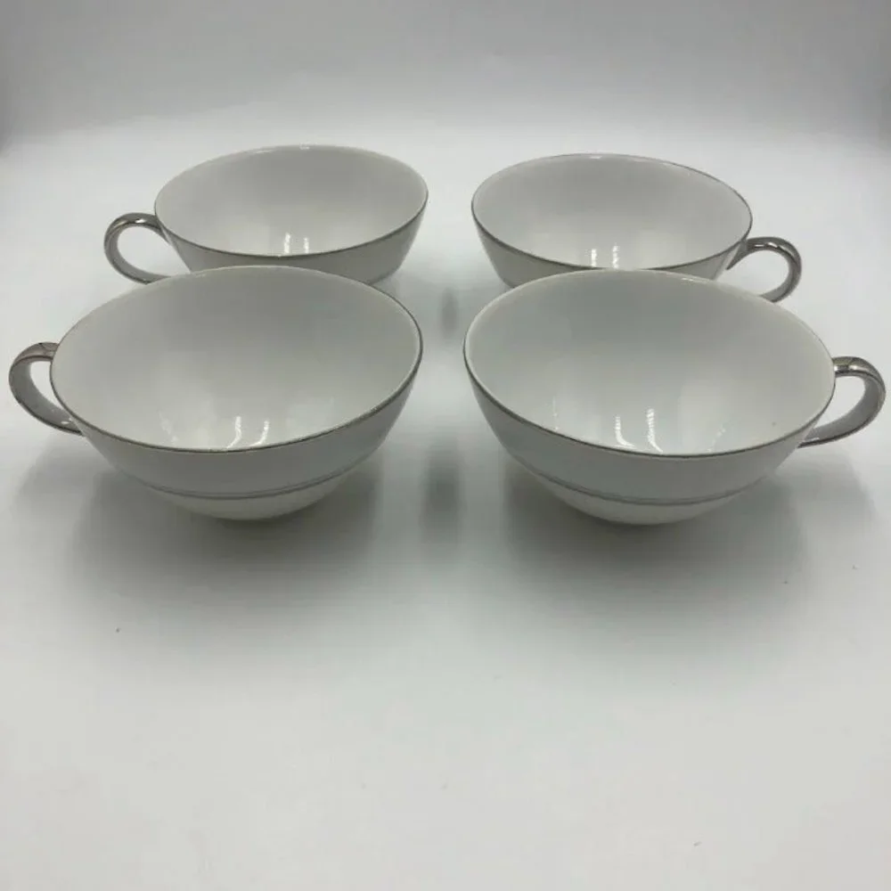 Vintage Victoria Fine China From Japan Set of 4 Tea Coffee Cups White Porcelain